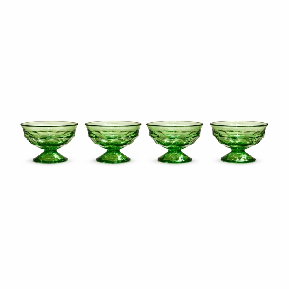 Viking Glass Georgian Green Sherbet Dishes Set of 4 Vintage MCM Dessert Bowls